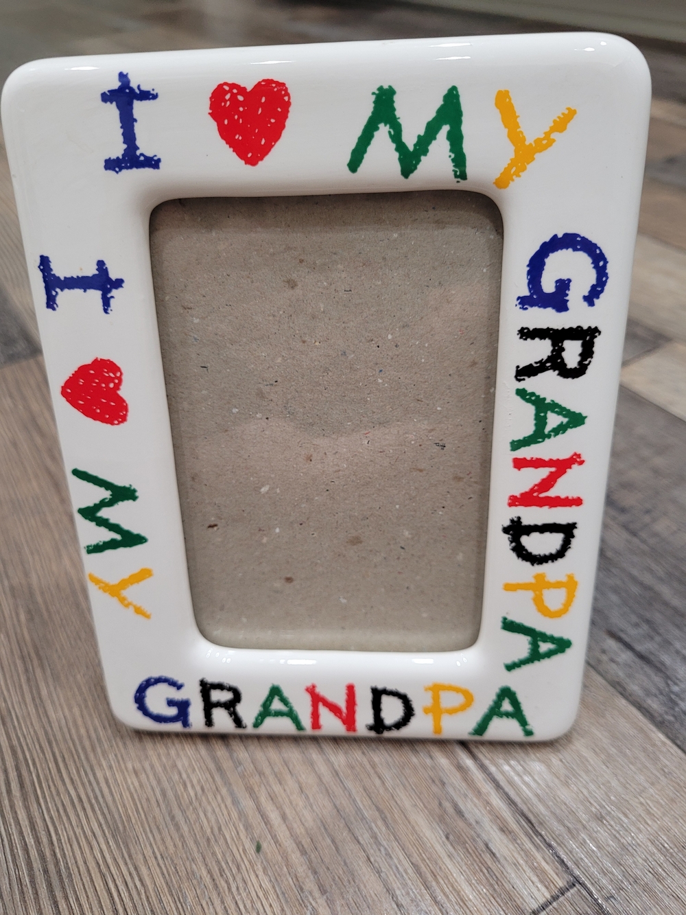 Vintage 80s Colorful I Love Grandpa Ceramic Photo Frame 5x3.5